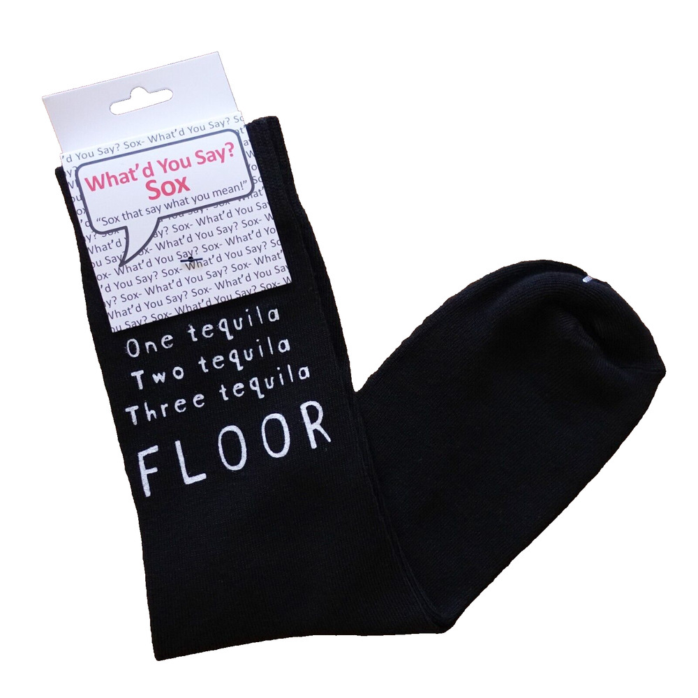 Foozys Graphic Funny Black Socks One Two Three Tequila Floor Unisex One Size